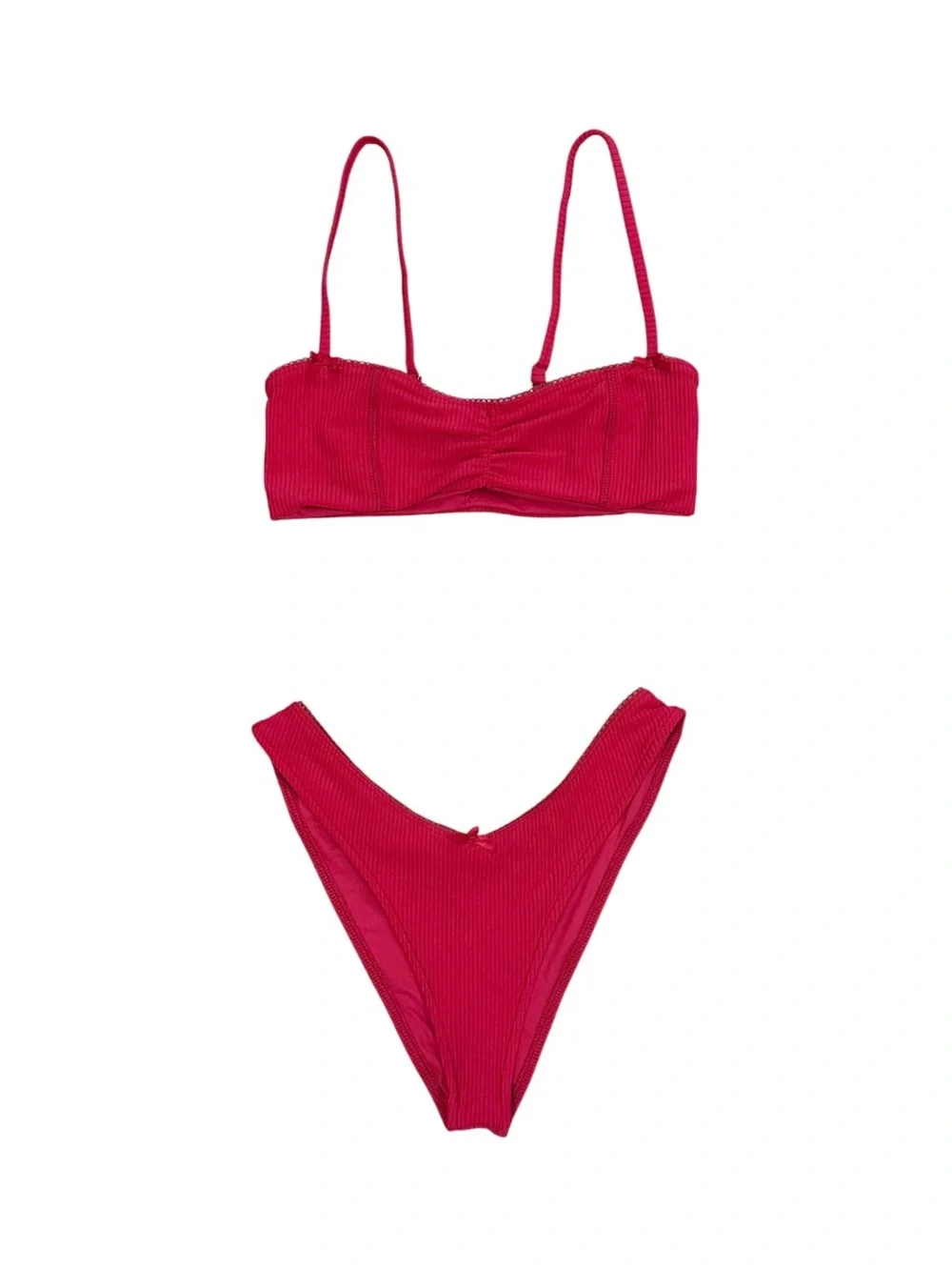 RARE FRANKIE’S BIKINIS Cleo Top & Matching Enzo Bottoms Bikini Set in ‘Crimson’